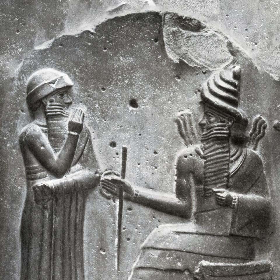  Marduk, ruler of the gods, gives legal power to Hammurabi, king of Babylonia [3]